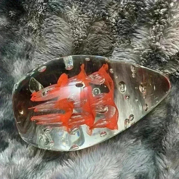 Large Teardrop or Egg form Art Glass  , orange colored and controlled helix - Picture 12 of 16